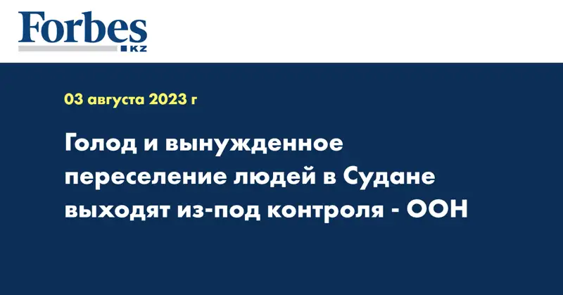 Голод и вынужденное переселение людей в Судане выходят из-под контроля - ООН