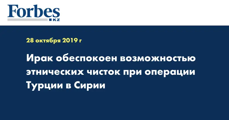 Ирак обеспокоен возможностью этнических чисток при операции Турции в Сирии