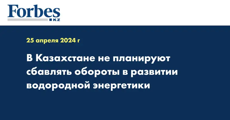 В Казахстане не планируют сбавлять обороты в развитии водородной энергетики