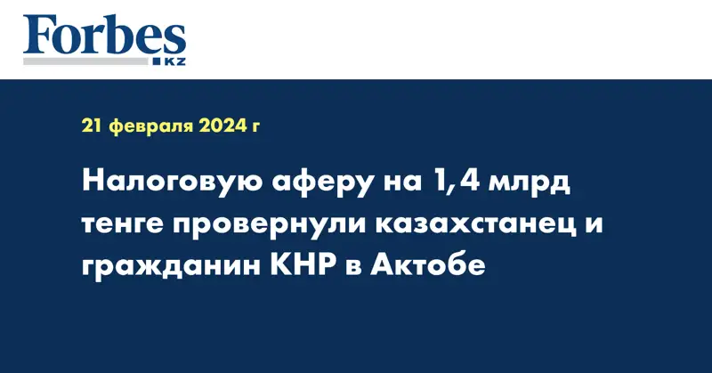 Налоговую аферу на 1,4 млрд тенге провернули казахстанец и гражданин КНР в Актобе