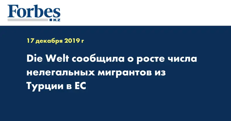 Die Welt сообщила о росте числа нелегальных мигрантов из Турции в ЕС
