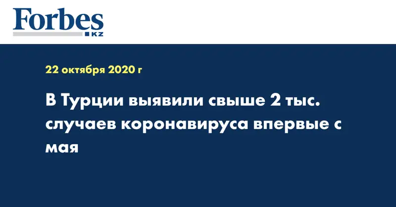 В Турции выявили свыше 2 тыс. случаев коронавируса впервые с мая