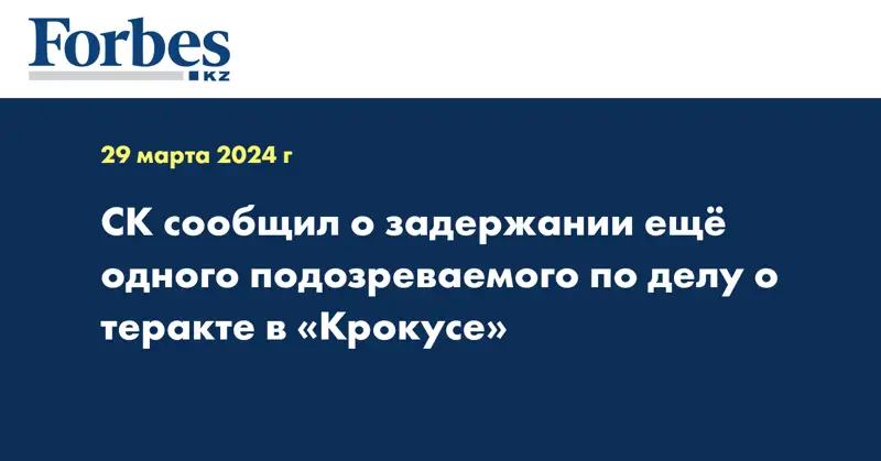 СК сообщил о задержании ещё одного подозреваемого по делу о теракте в «Крокусе»