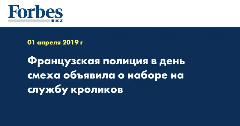 Французская полиция в день смеха объявила о наборе на службу кроликов