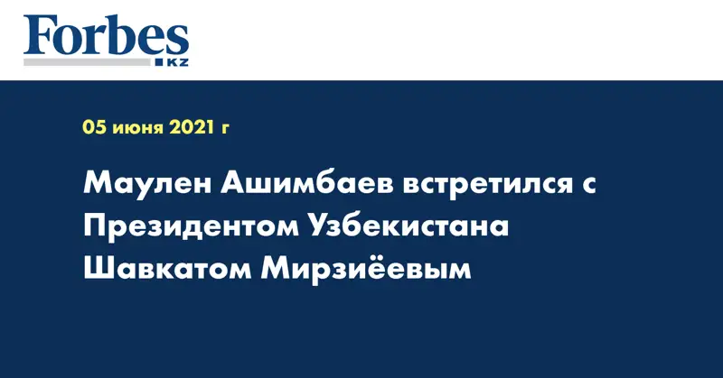 Маулен Ашимбаев встретился с Президентом Узбекистана Шавкатом Мирзиёевым