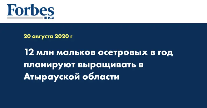 12 млн мальков осетровых в год планируют выращивать в Атырауской области