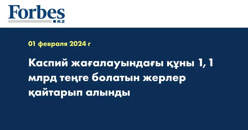 Каспий жағалауындағы құны 1,1 млрд теңге болатын жерлер қайтарып алынды