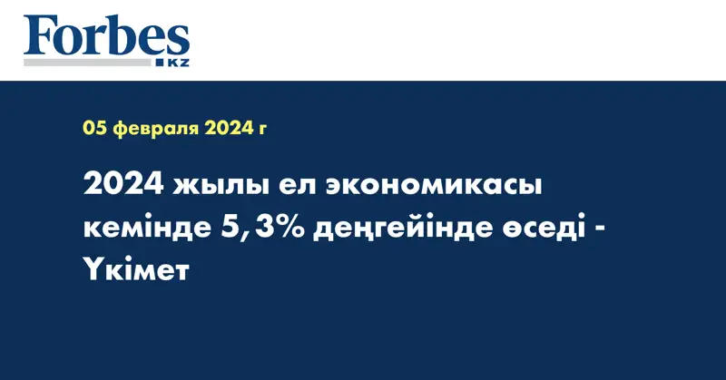 2024 жылы ел экономикасы кемінде 5,3% деңгейінде өседі - Үкімет