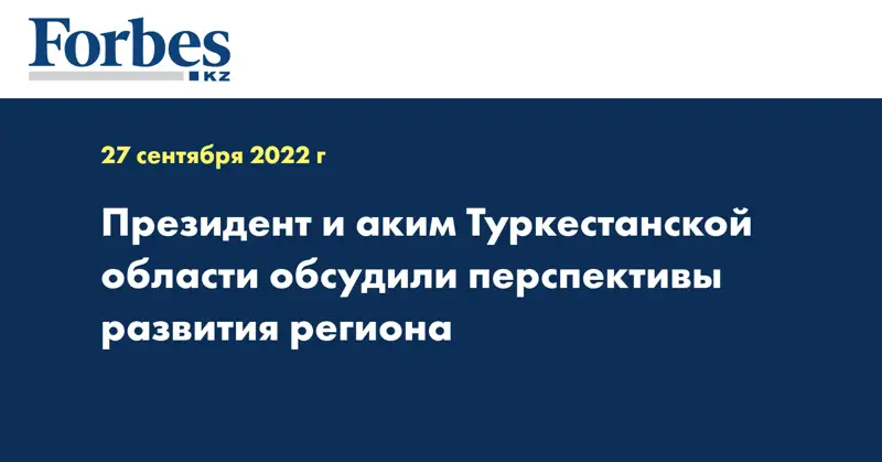 Президент и аким Туркестанской области обсудили перспективы развития региона