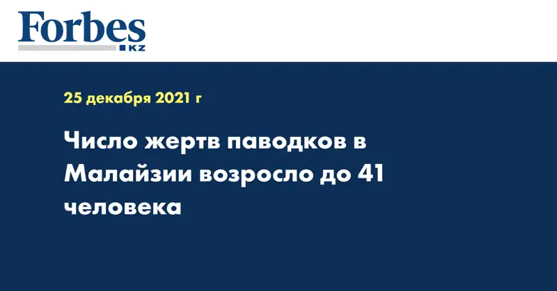 Число жертв паводков в Малайзии возросло до 41 человека