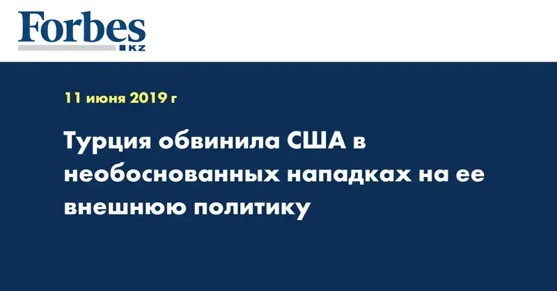 Турция обвинила США в необоснованных нападках на ее внешнюю политику