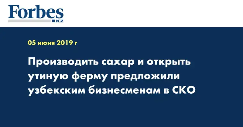 Производить сахар и открыть утиную ферму предложили узбекским бизнесменам в СКО
