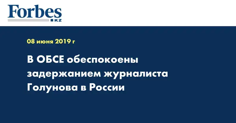 В ОБСЕ обеспокоены задержанием журналиста Голунова в России
