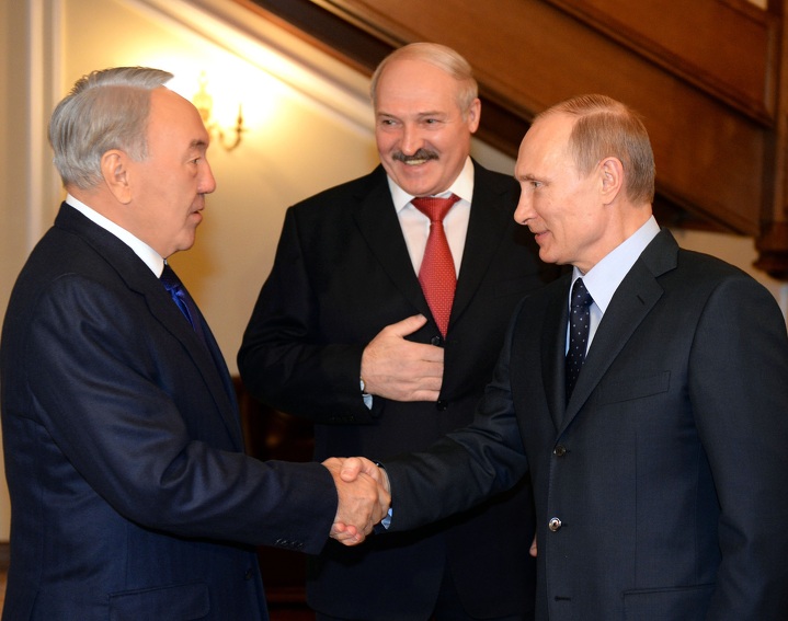 Нурсултан Назарбаев, Григорий Лукашенко, Владимир Путин в 2014 году