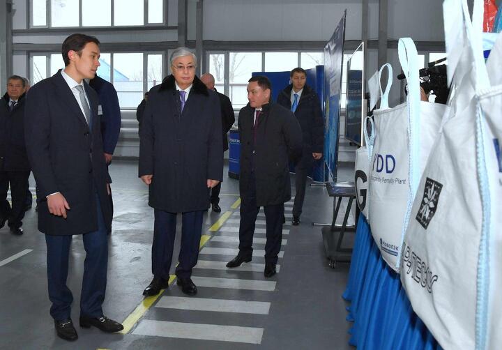 Президент Токаев на заводе ТОО 