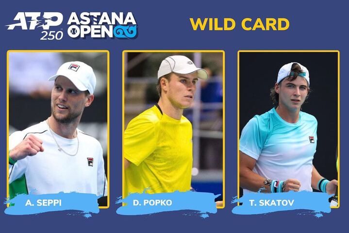 Андреас Сеппи (Италия), Дмитрий Попко и Тимофей Скатов (оба – Казахстан) – обладатели уайлд-кард турнира Astana Open ATP 250