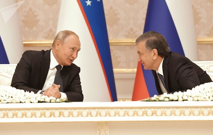 Владимир Путин и Шавкат Мирзиёев, Ташкент, 2018