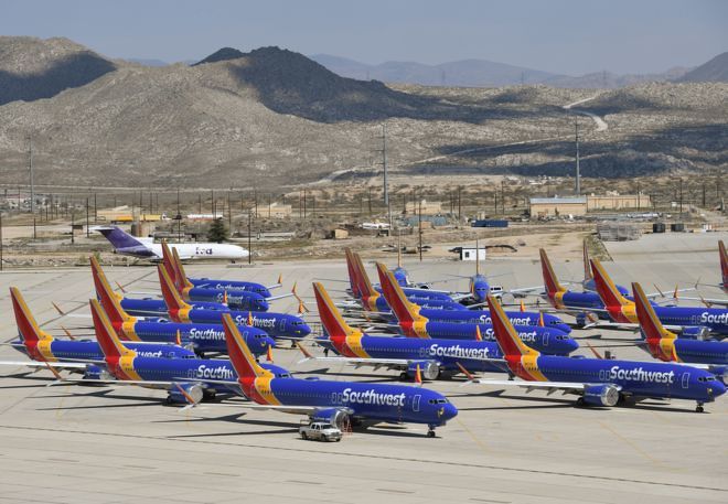 Southwest Airlines Boeing 737 MAX aircraft at Southern California Logistics Airport