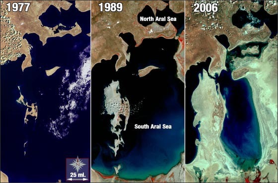 Снимки Аральского моря, спутник LandSat