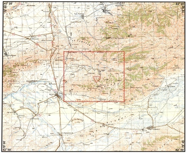 Overview map of the Tuyuk-Temirlik ore area