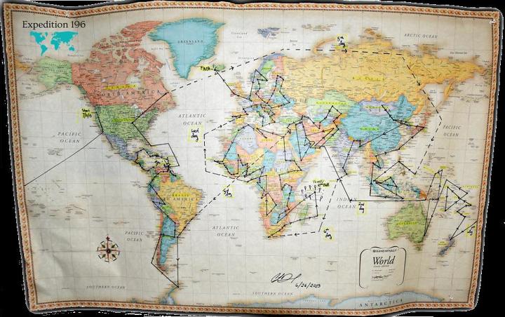 The map of De Pecol's world journey. (Photo courtesy of Cassie De Pecol)