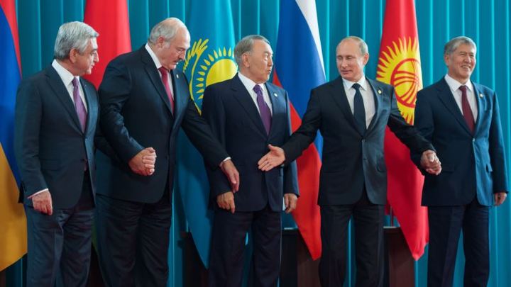 Серж Саргасян, Александр Лукашенко, Нурсултан Назарбаев, Владимир Путин, Алмазбек Атамбаев.