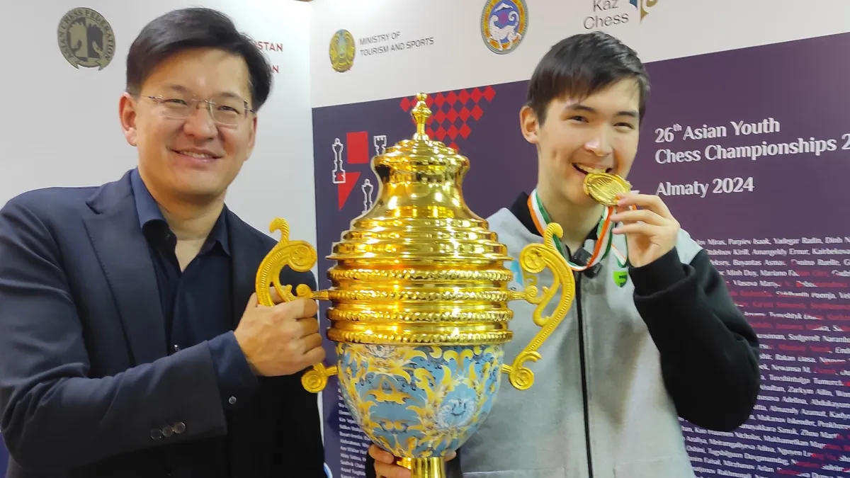 Чемпионы мира по шахматам Дармен Садвкасов и Ногербек, Казахстанская федерация шахмат