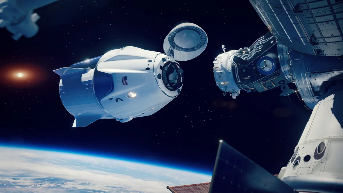 модерирование стыковки корабля SpaceХ с Международной космической станцией SpaceХ корабль ракета космос планета МКС