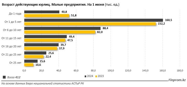 диаграмма малых предприятий Казахстана