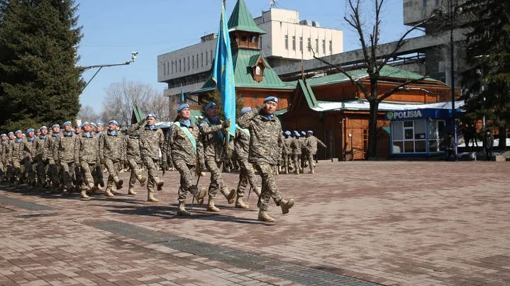 Казахстанские миротворцы перед отправкой на Голанские высоты в марте 2024 года