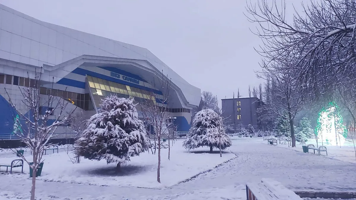 Ледовый дворец в Шымкенте зимой