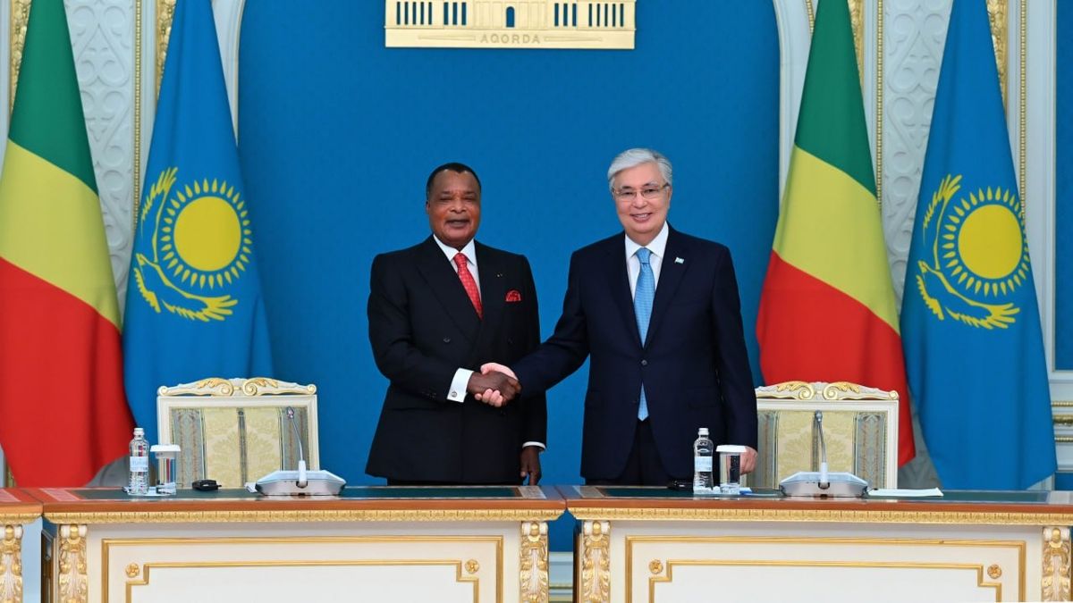 Касым-Жомарт Токаев и Дени Сассу-Нгессо, президенты, официальный визит в Акорде