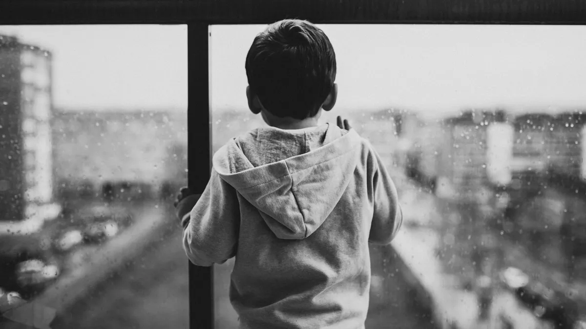Ребенок смотрит в окно