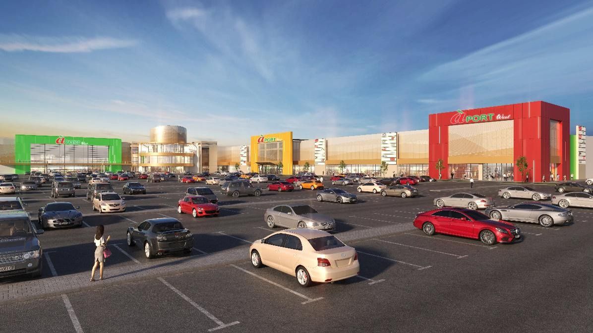 Рендер обновленного фасада Aport mall West