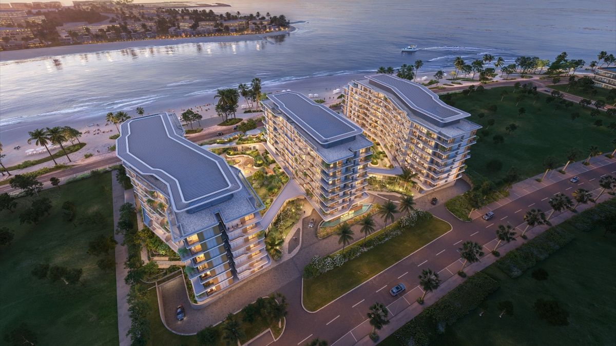 Проект BI Group на первой береговой линии Dubai Islands Проект BI Group на первой береговой линии Dubai Islands, три здания, снятых сверху