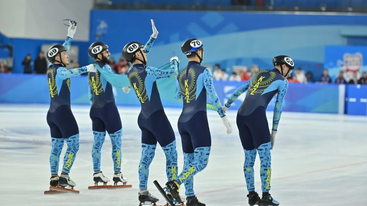 Мужская команда Казахстана по шорт-треку на Азиатских играх-2025 в Харбине