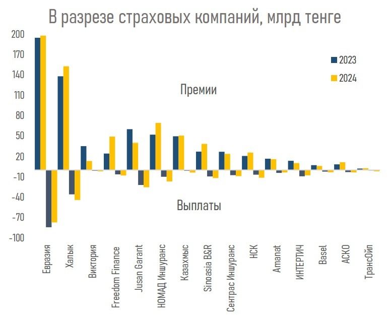 Данные общего страхования за 2024, выплаты и премии по компаниям