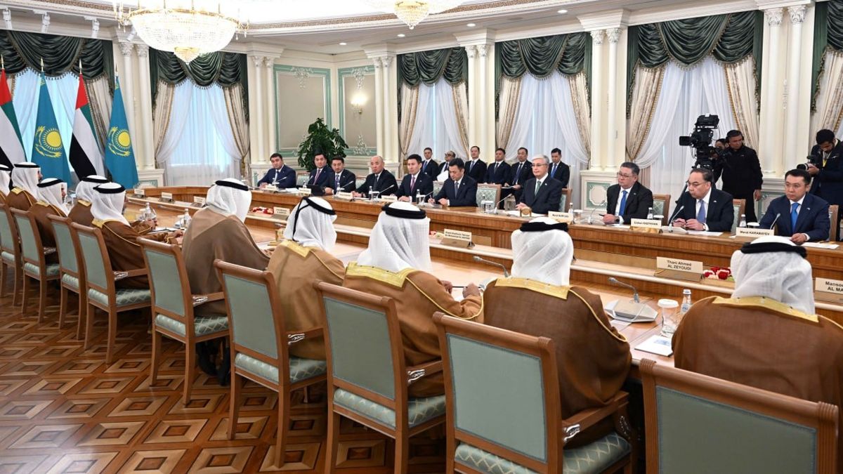 На переговорах с делегацией ОАЭ, май 2025, Акорда