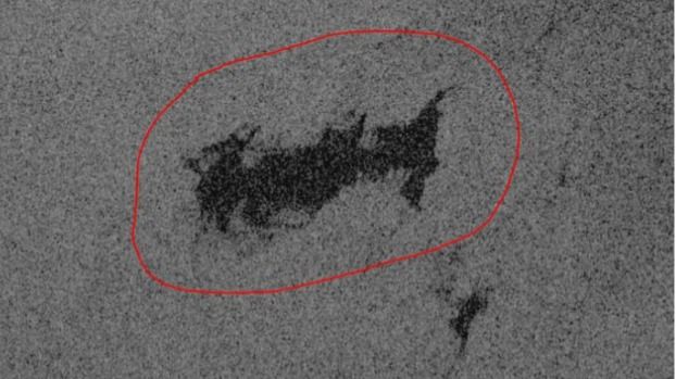 Судовой разлив в казахстанском секторе, на РЛИ Sentinel-1A 24.04.2025 год