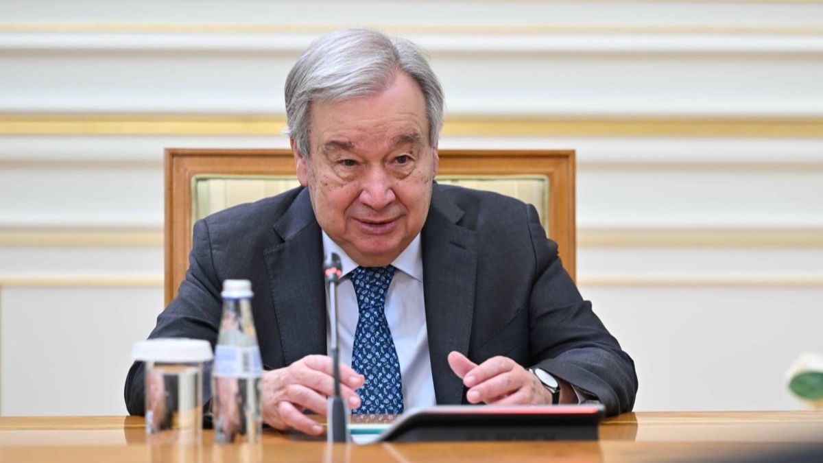Антониу Гутерриш Антониу Гутерриш, август 2025, Алматы, на открытии регионального центра ООН