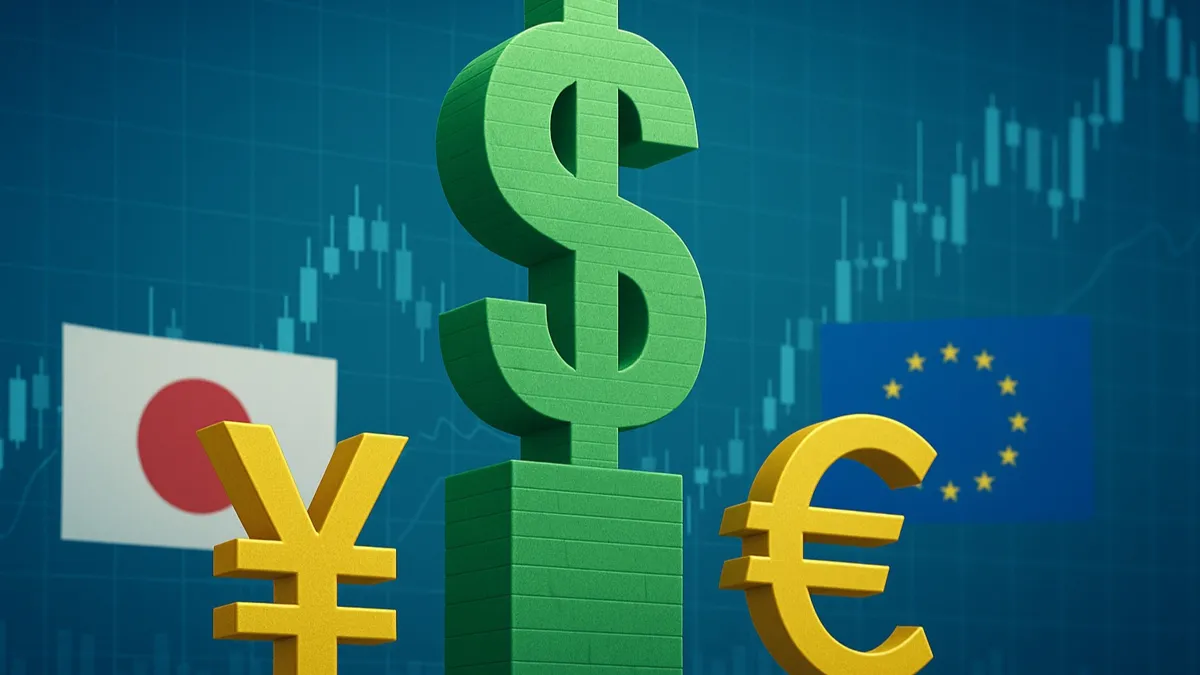Влияние на USD оказывает ослабление основных мировых валют Доллар, иена и евро, знаки валют