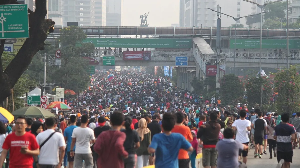 Джакарта, Индонезия, Азия, толпы азиатов, 