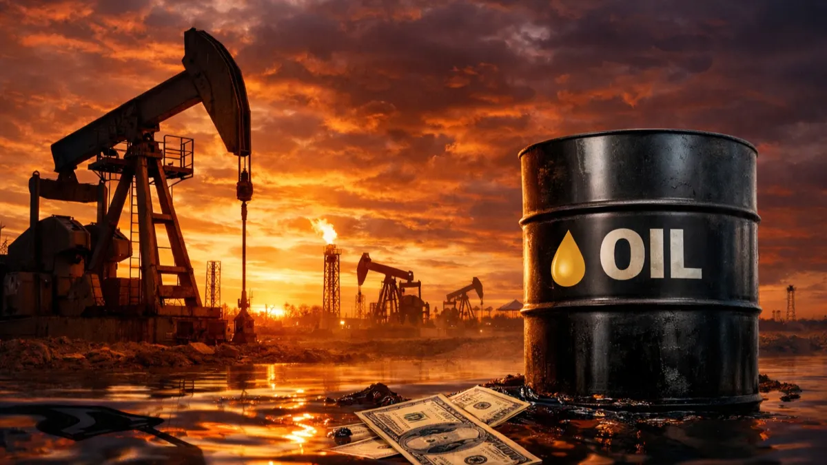 нефть, закат, нефтяная вышка, баррель