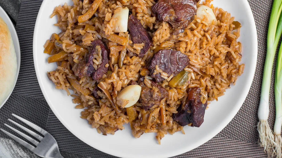 плов, мясо, рис, продукты, питание