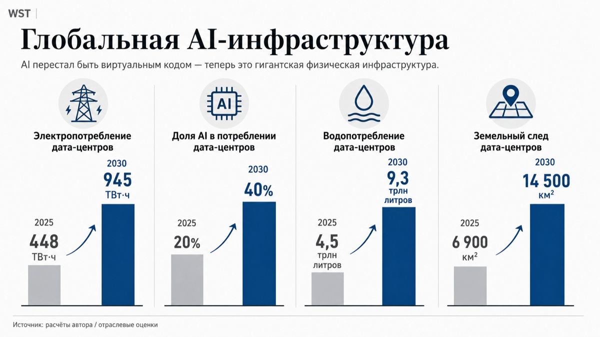  Рост потребления ресурсов дата-центрами, диаграмма