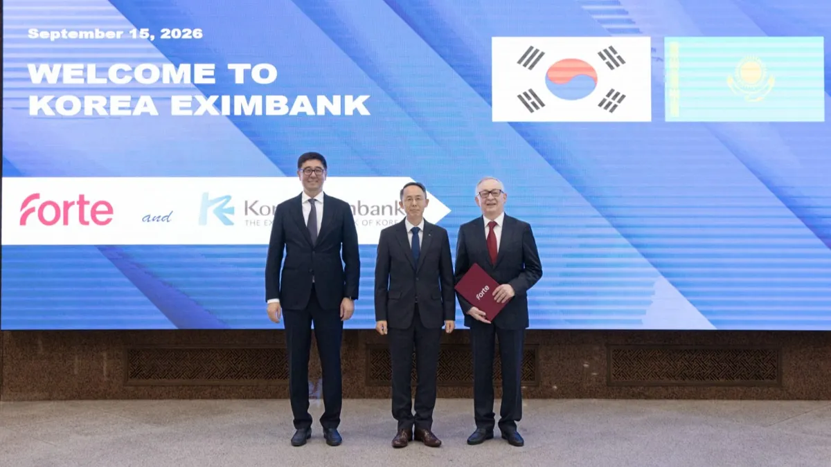 Hwang Gi-yeon, President of the Export-Import Bank of Korea, председатель правления АО «ForteBank» Талгат Куанышев, Председатель совета директоров АО «ForteBank» Тимур Исатаев